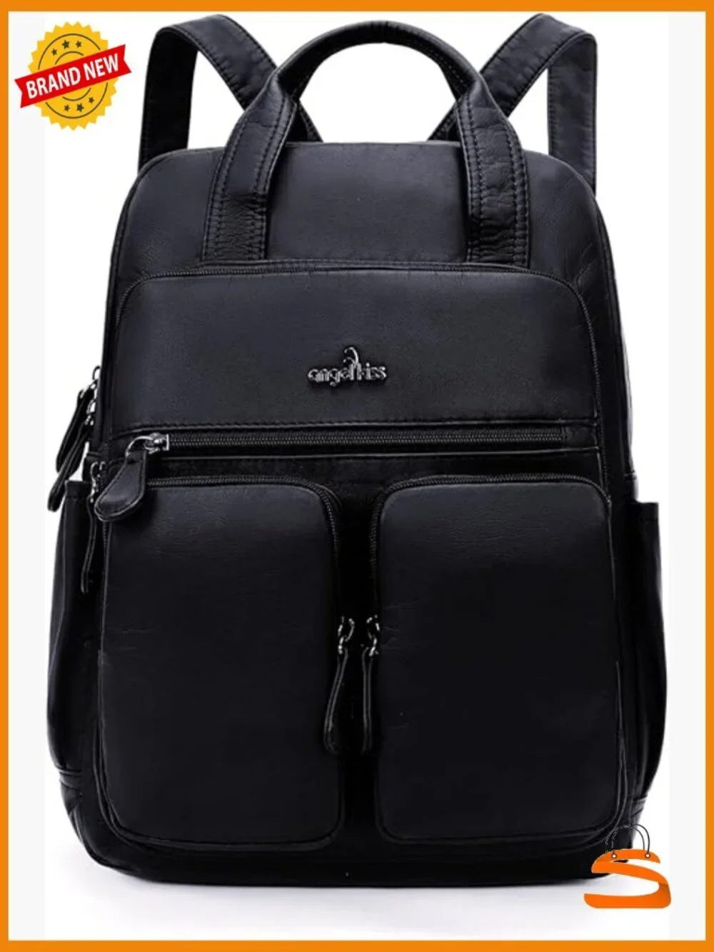 Soft Vegan Leather Multi Pocket Daypack Travel Backpack Purse